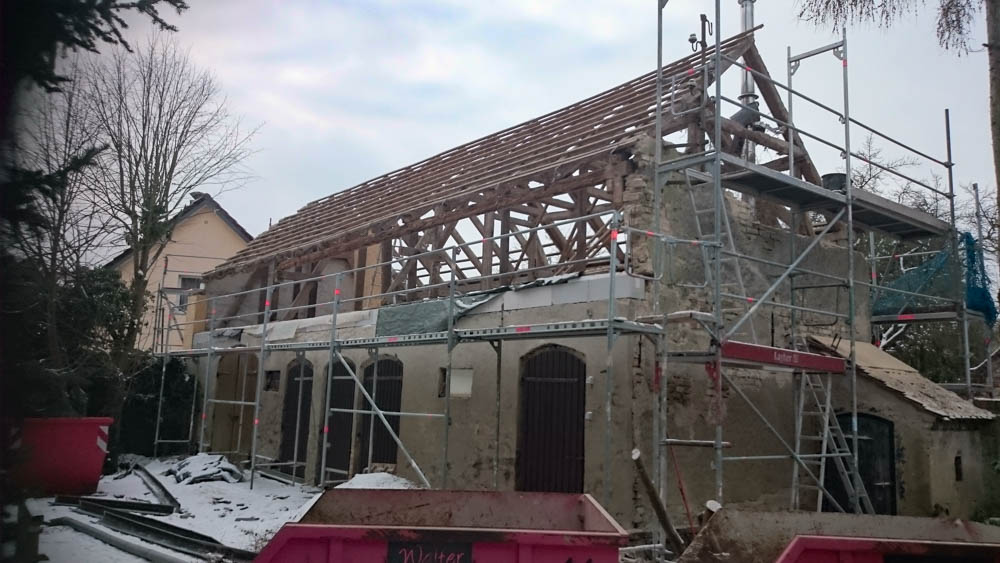 Haus während der Bauphase